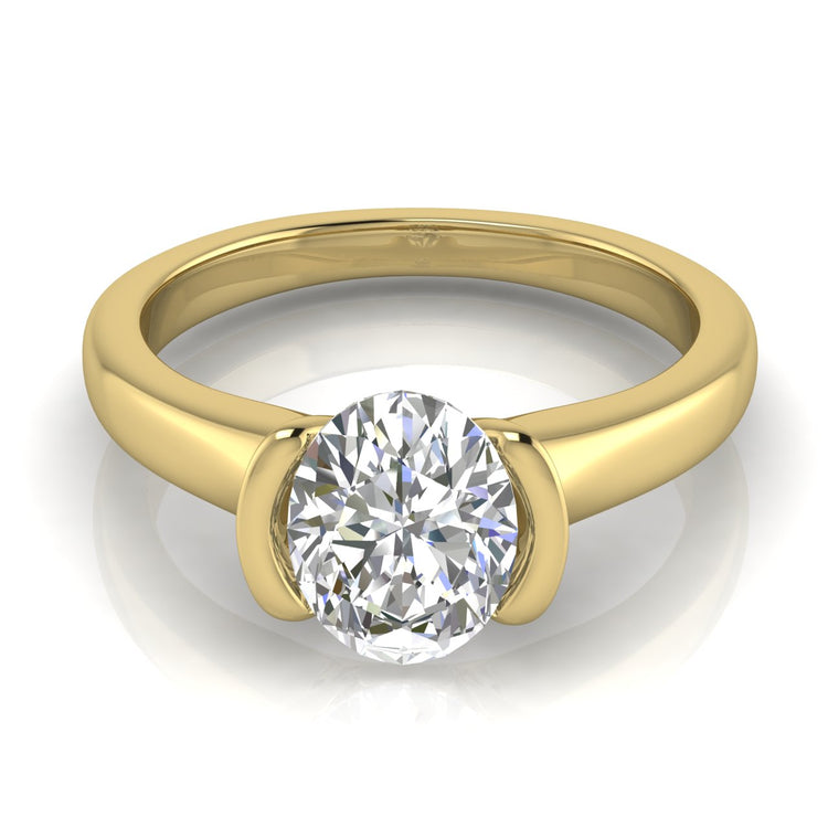 Half Bezel Oval Lab Diamond Engagement Ring