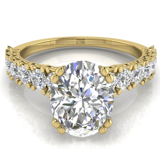 Scalloped Pave Oval Moissanite Engagement Ring