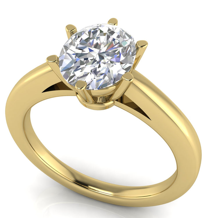 6 Prong Cathedral Oval Lab Diamond Engagement Ring