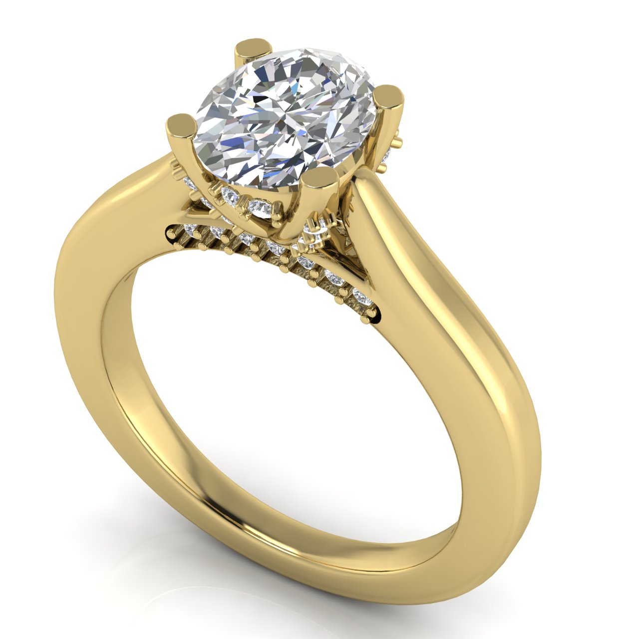 Bridge Paved Oval Moissanite Engagement Ring