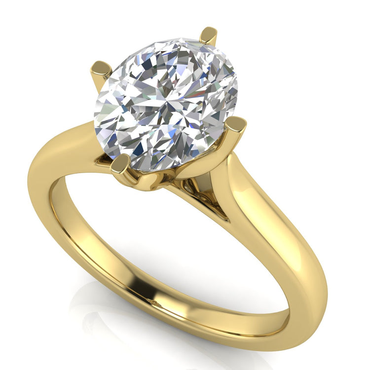 Lotus Prong Oval Lab Diamond Engagement Ring