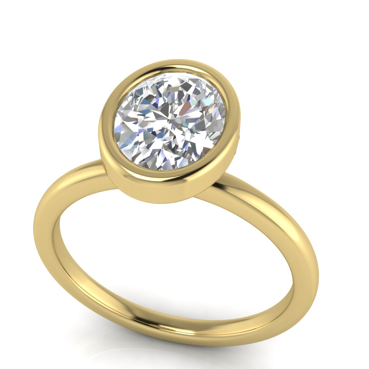 Bezel Oval Cut Lab Diamond Engagement Ring