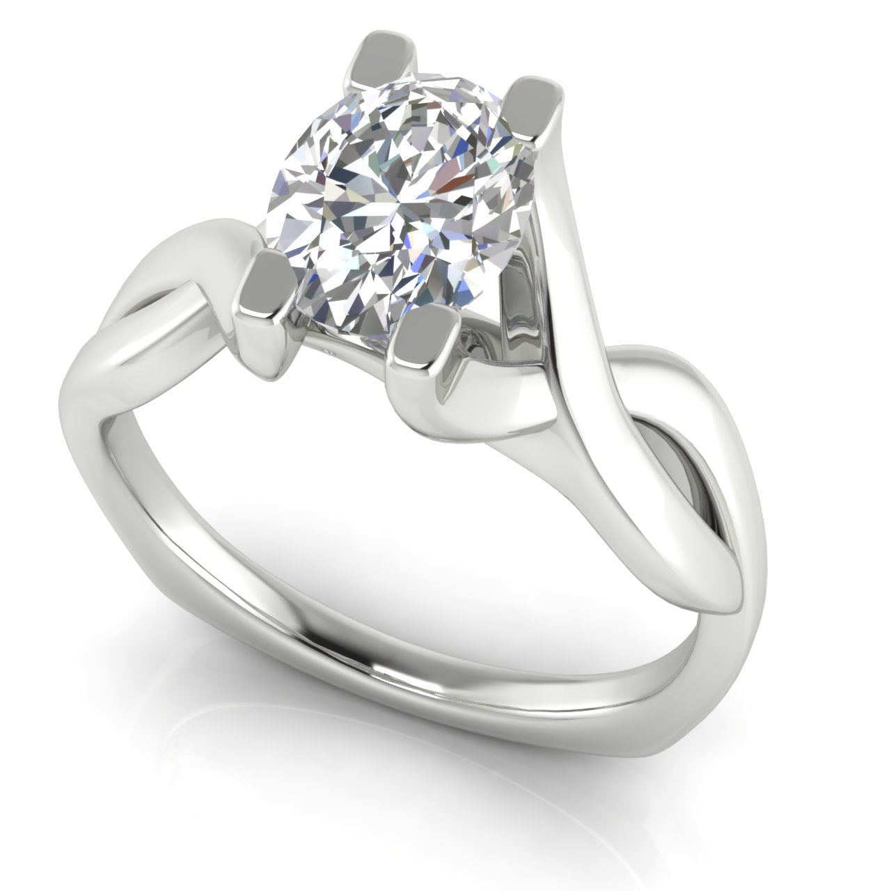 Twisted Shank Oval Cut Lab Diamond Engagement Ring