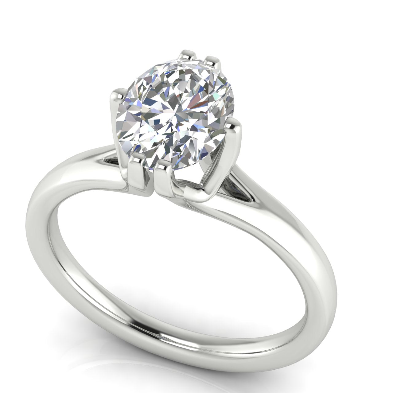 Suspended Oval Cut Moissanite Engagement Ring