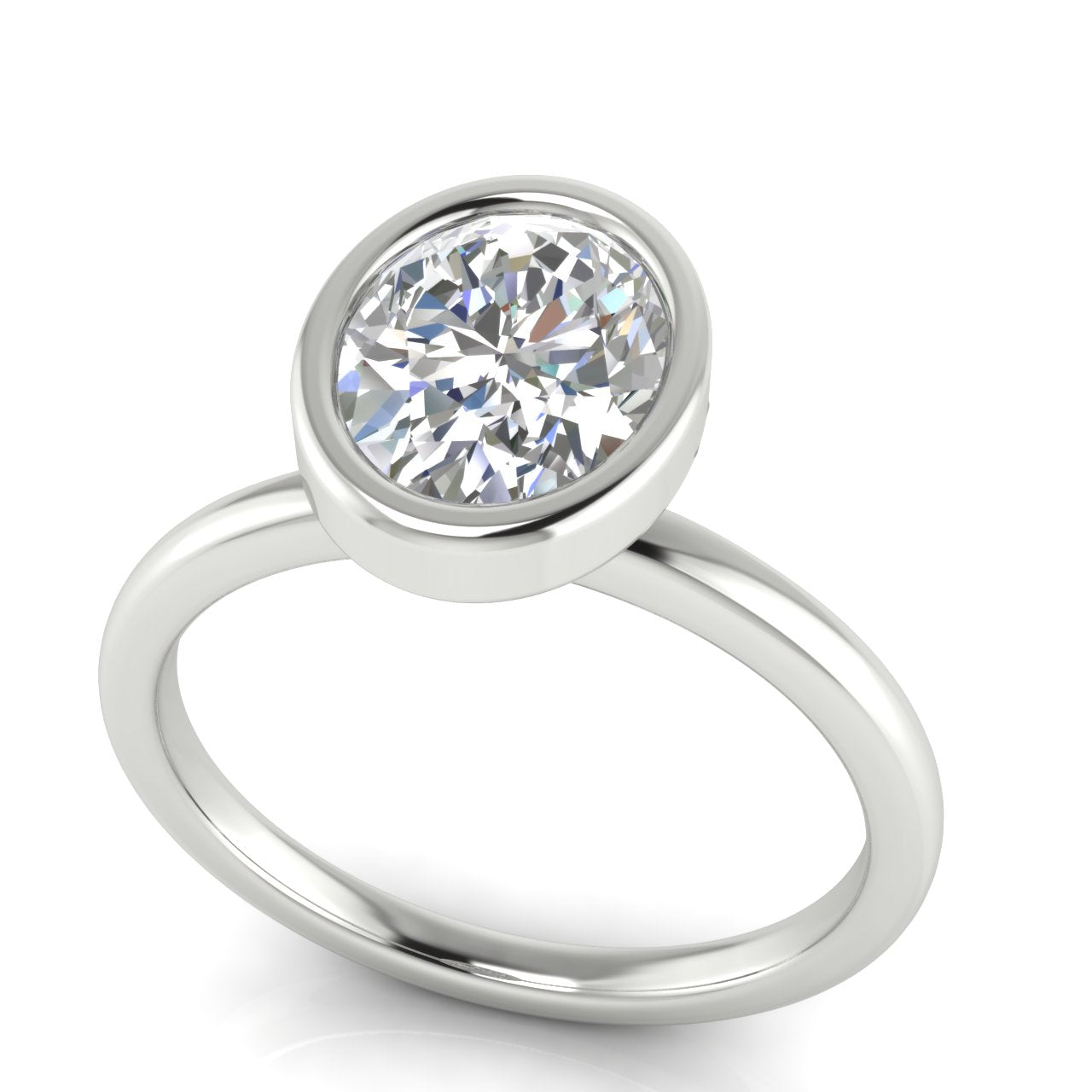 Bezel Oval Cut Moissanite Engagement Ring