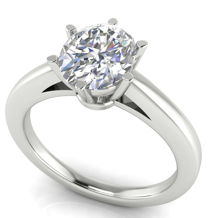 6 Prong Cathedral Oval Moissanite Engagement Ring