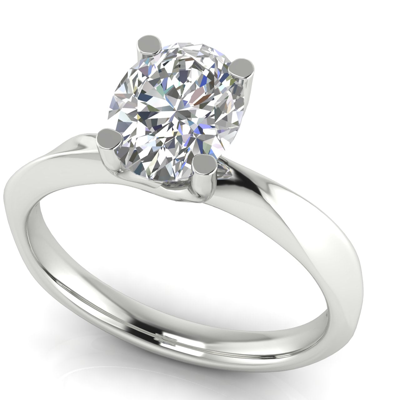 Knife Edge Crossover Oval Cut Lab Diamond Engagement Ring