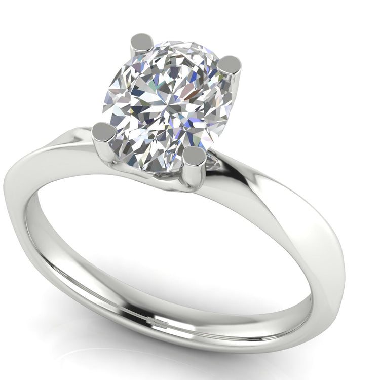 Knife Edge Crossover Oval Cut Lab Diamond Engagement Ring