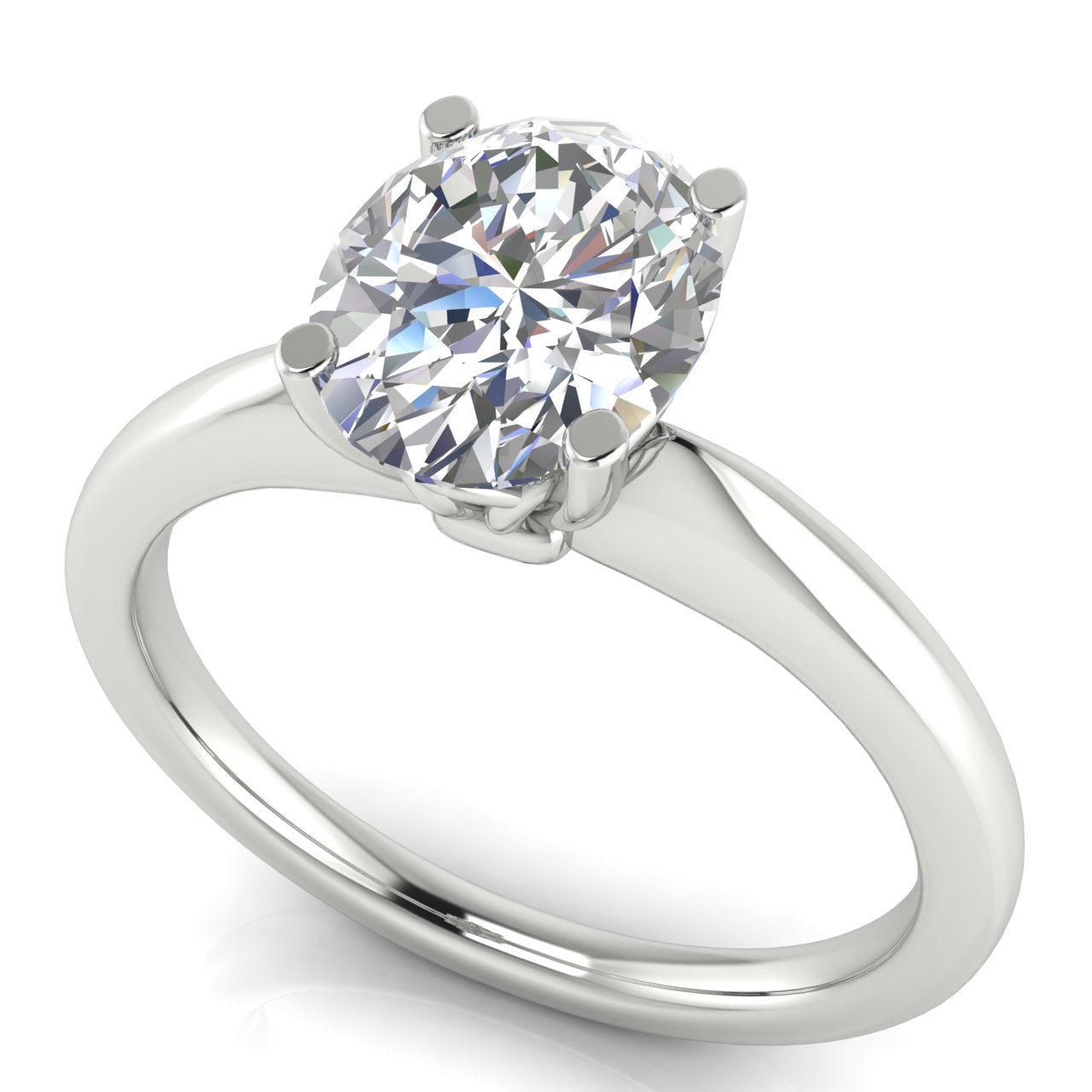 Modern Oval Cut Lab Diamond Engagement Ring