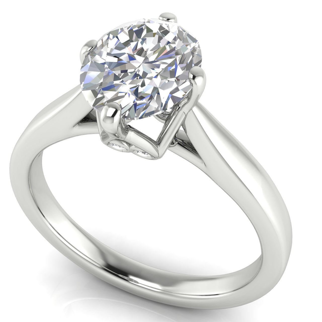 Hidden Accent Oval Moissanite Engagement Ring