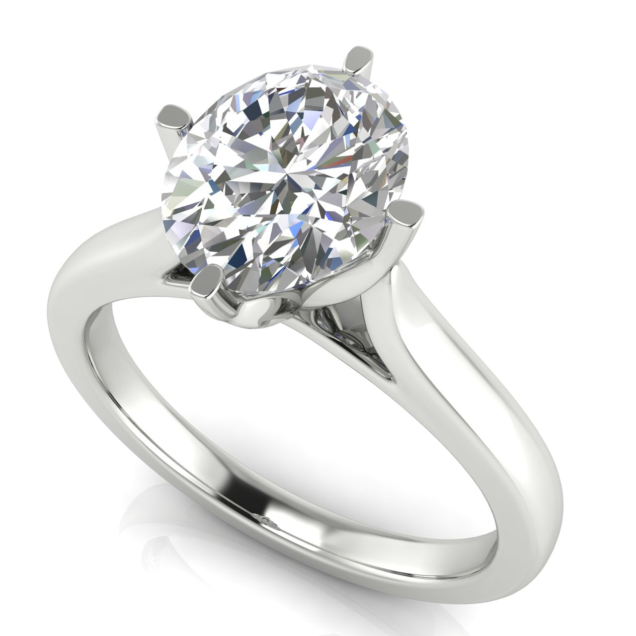 Lotus Prong Oval Moissanite Engagement Ring