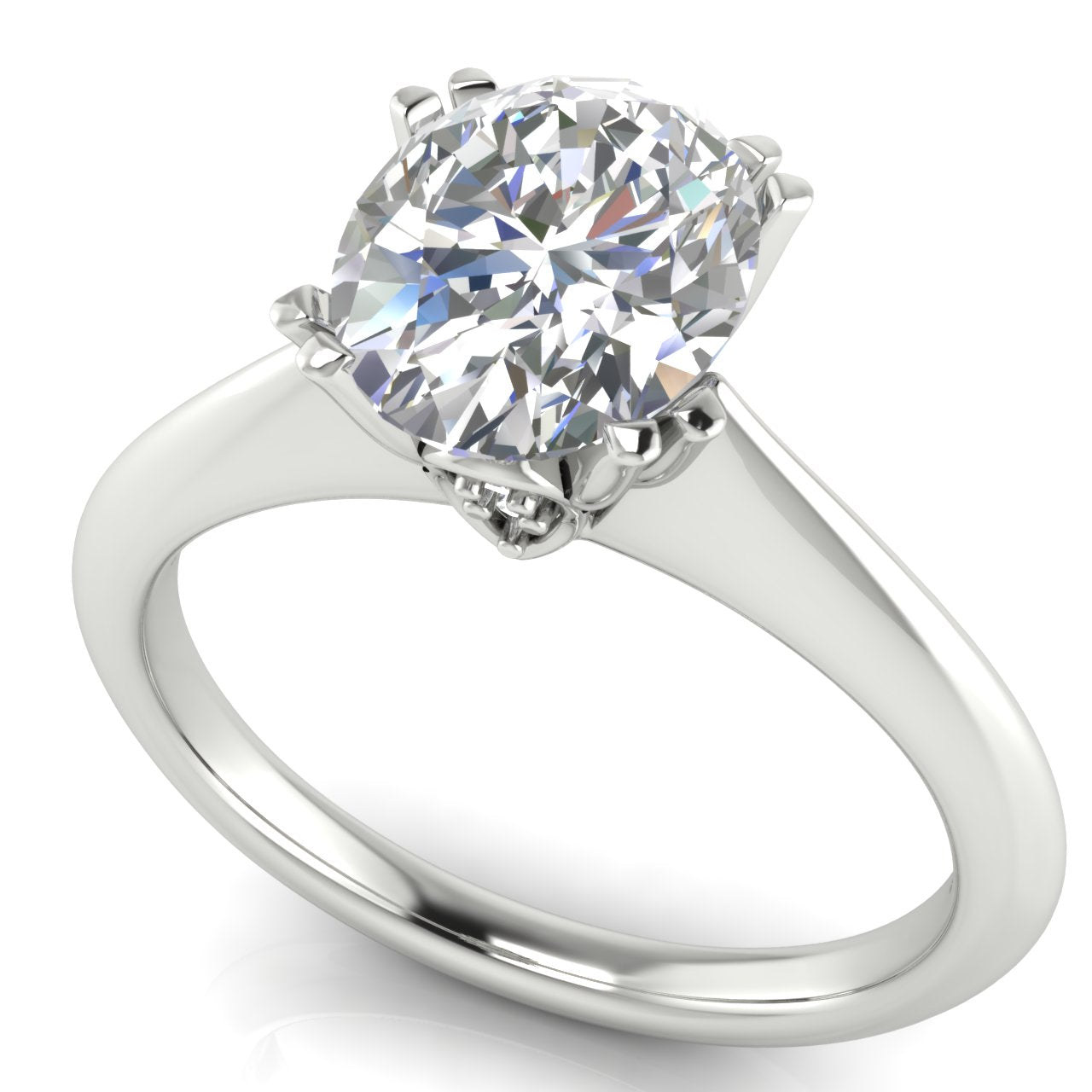 Double Prong Tulip Oval Lab Diamond Engagement Ring