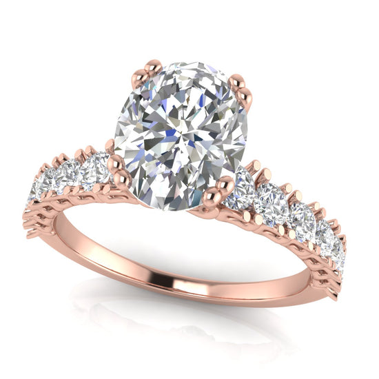 Scalloped Pave Oval Moissanite Engagement Ring