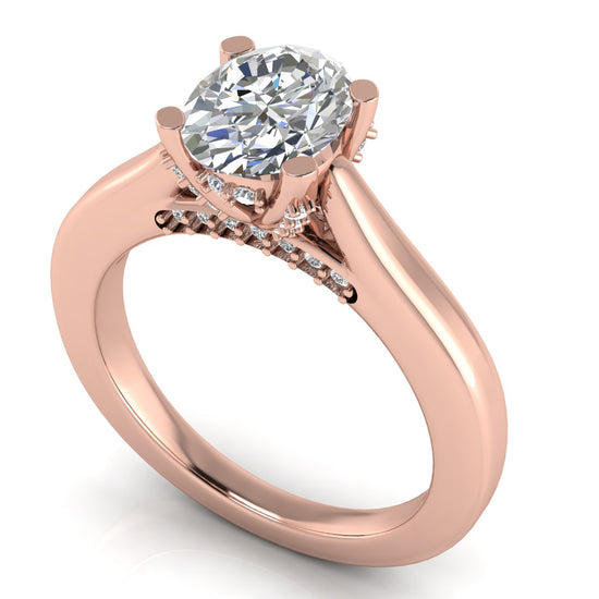 Bridge Paved Oval Lab Diamond Engagement Ring