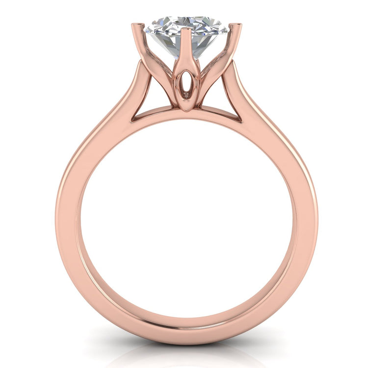 Lotus Prong Oval Lab Diamond Engagement Ring