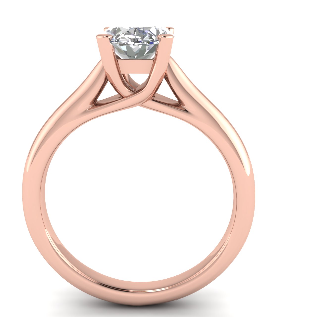 Bypass Basket Oval Lab Diamond Engagement Ring