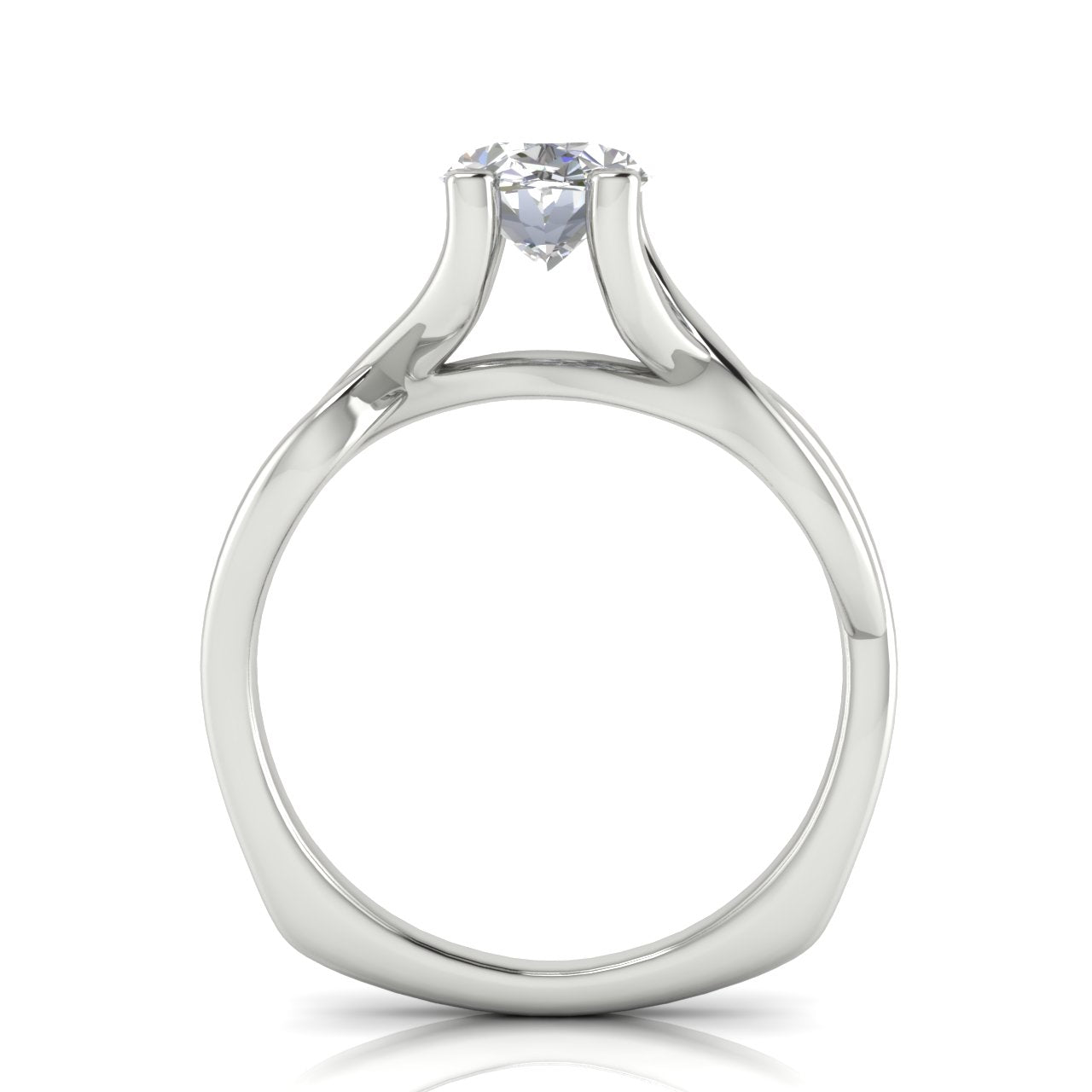 Twisted Shank Oval Cut Moissanite Engagement Ring