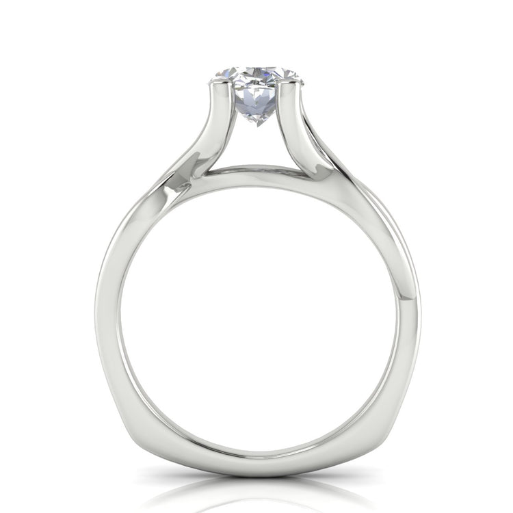 Twisted Shank Oval Cut Lab Diamond Engagement Ring