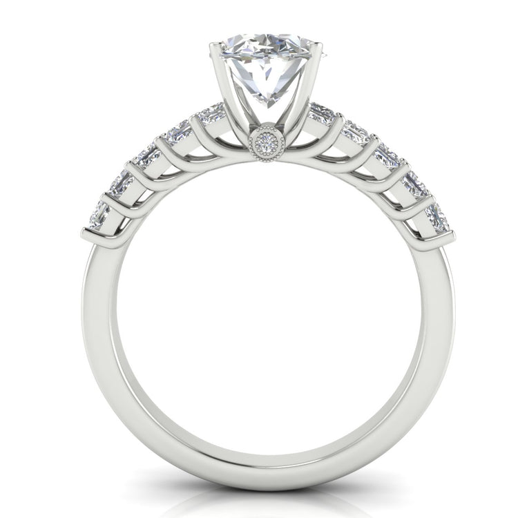 Princess Paved Oval Cut Moissanite Engagement Ring