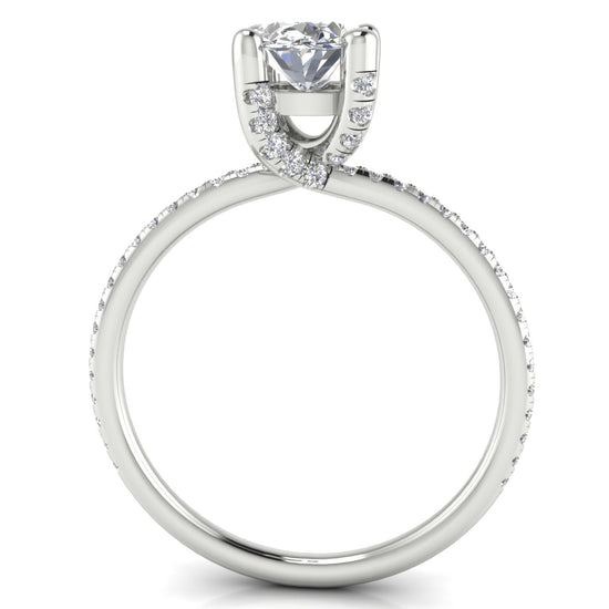 Prong Pave Oval Cut Lab Diamond Engagement Ring