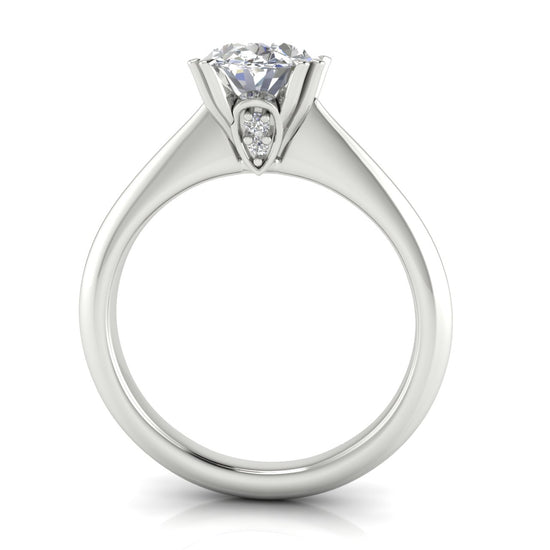 Double Prong Tulip Oval Moissanite Engagement Ring