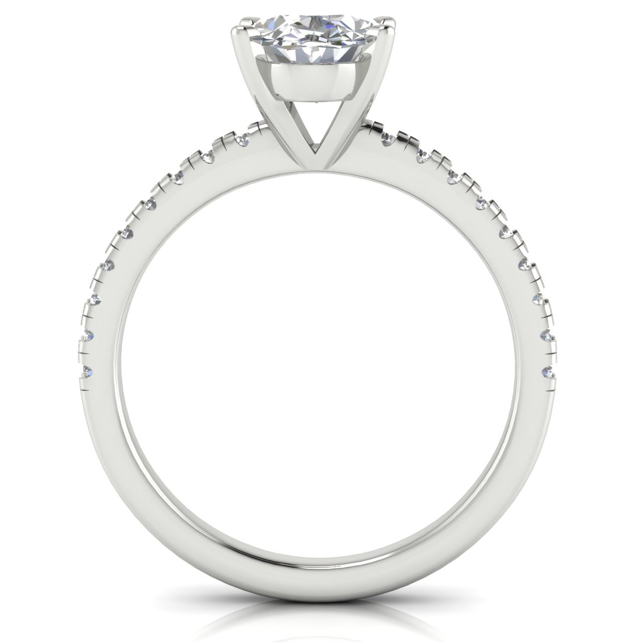 French Pave Basket Oval Lab Diamond Engagement Ring