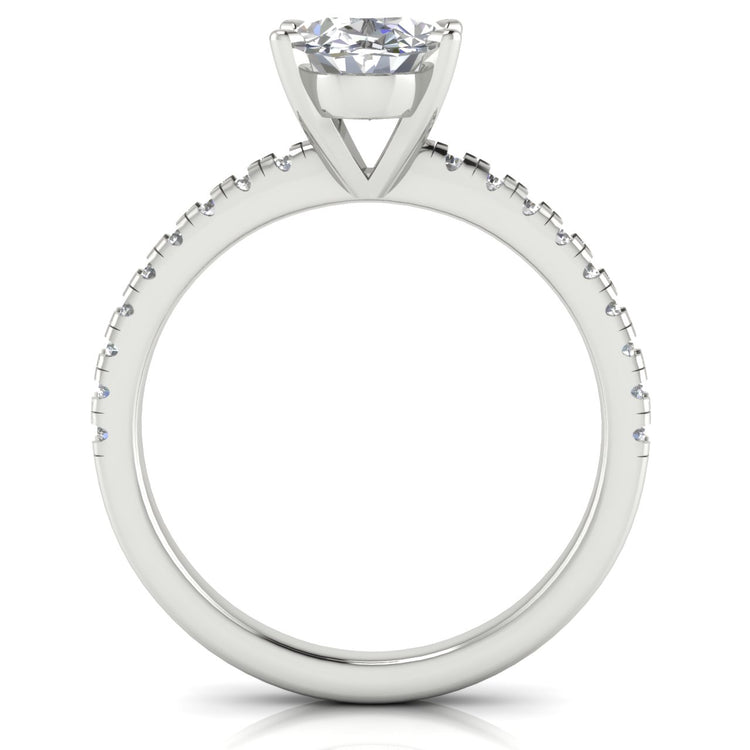 French Pave Basket Oval Moissanite Engagement Ring