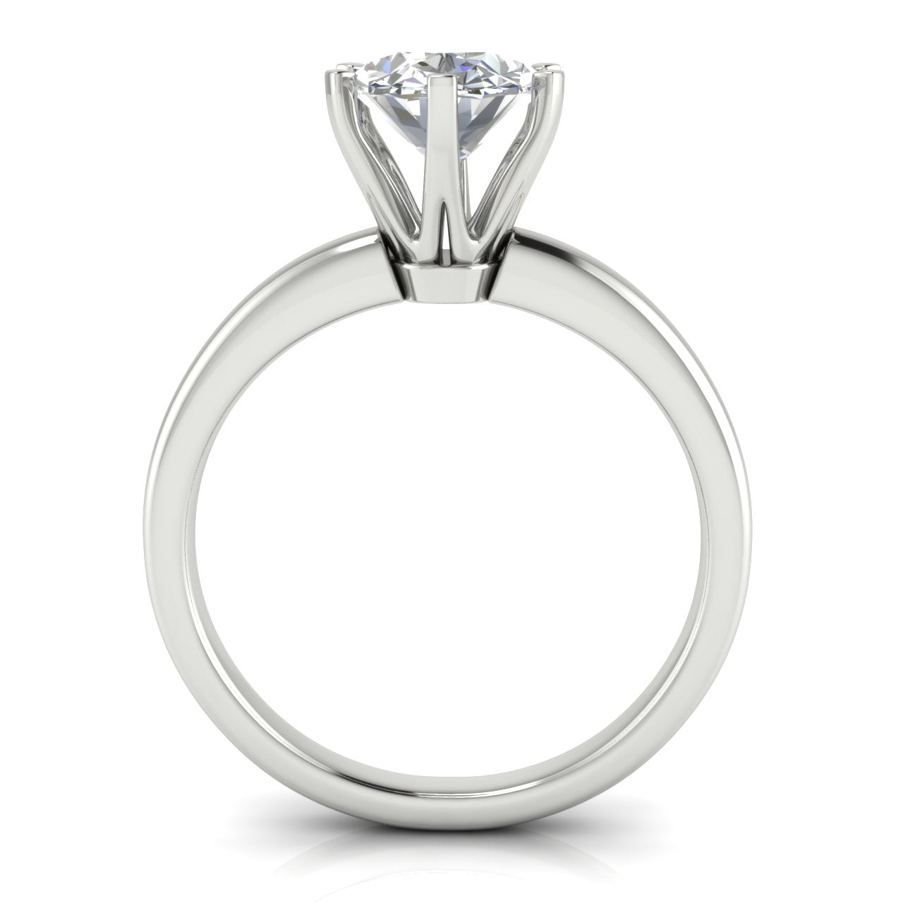 Elegant 6 Prong Oval Lab Diamond Engagement Ring