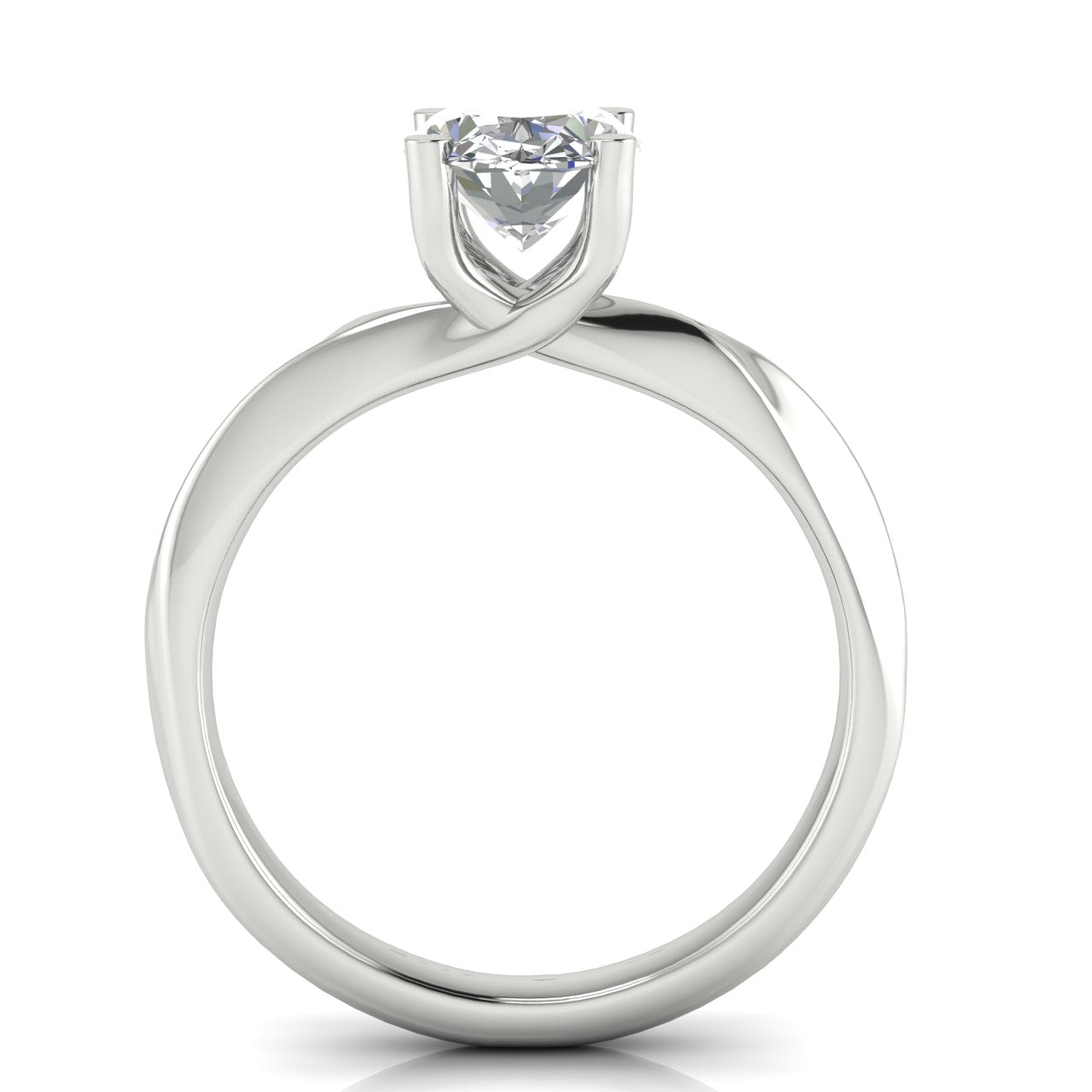 Knife Edge Crossover Oval Cut Moissanite Engagement Ring