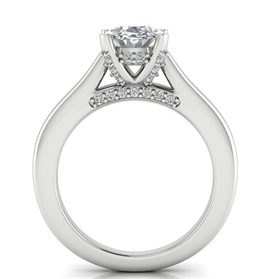 Bridge Paved Oval Moissanite Engagement Ring