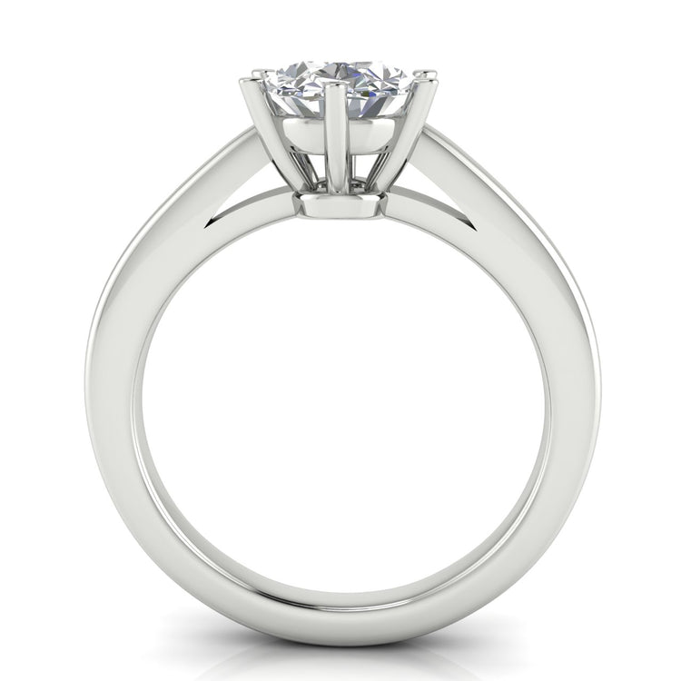 6 Prong Cathedral Oval Moissanite Engagement Ring