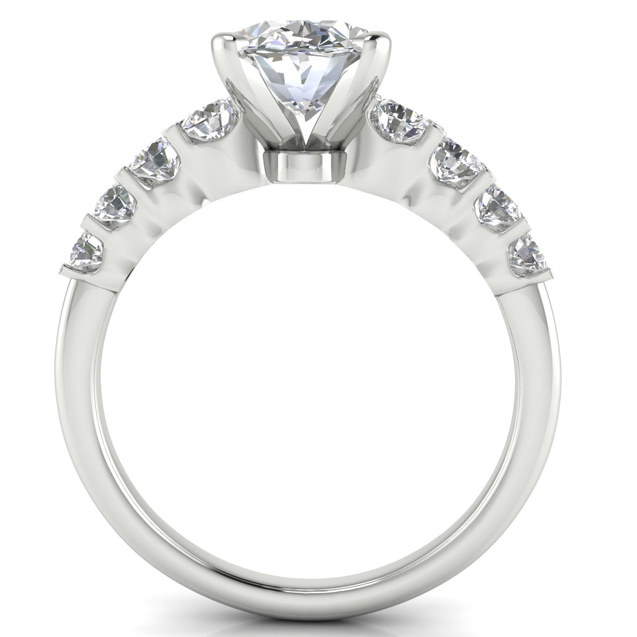 Graduated Pave Oval Moissanite Engagement Ring