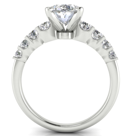 Graduated Pave Oval Lab Diamond Engagement Ring