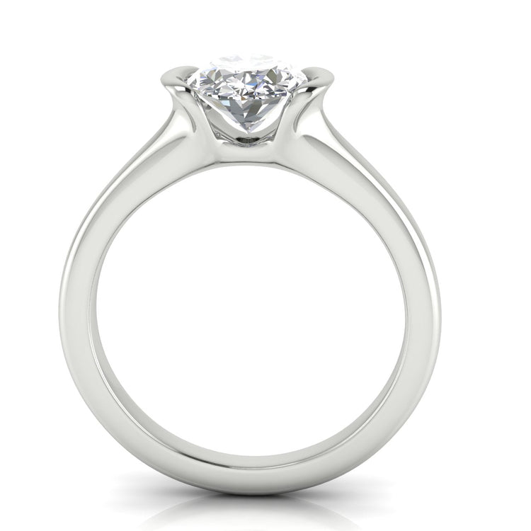 Half Bezel Oval Lab Diamond Engagement Ring