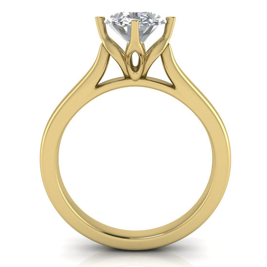 Lotus Prong Oval Lab Diamond Engagement Ring