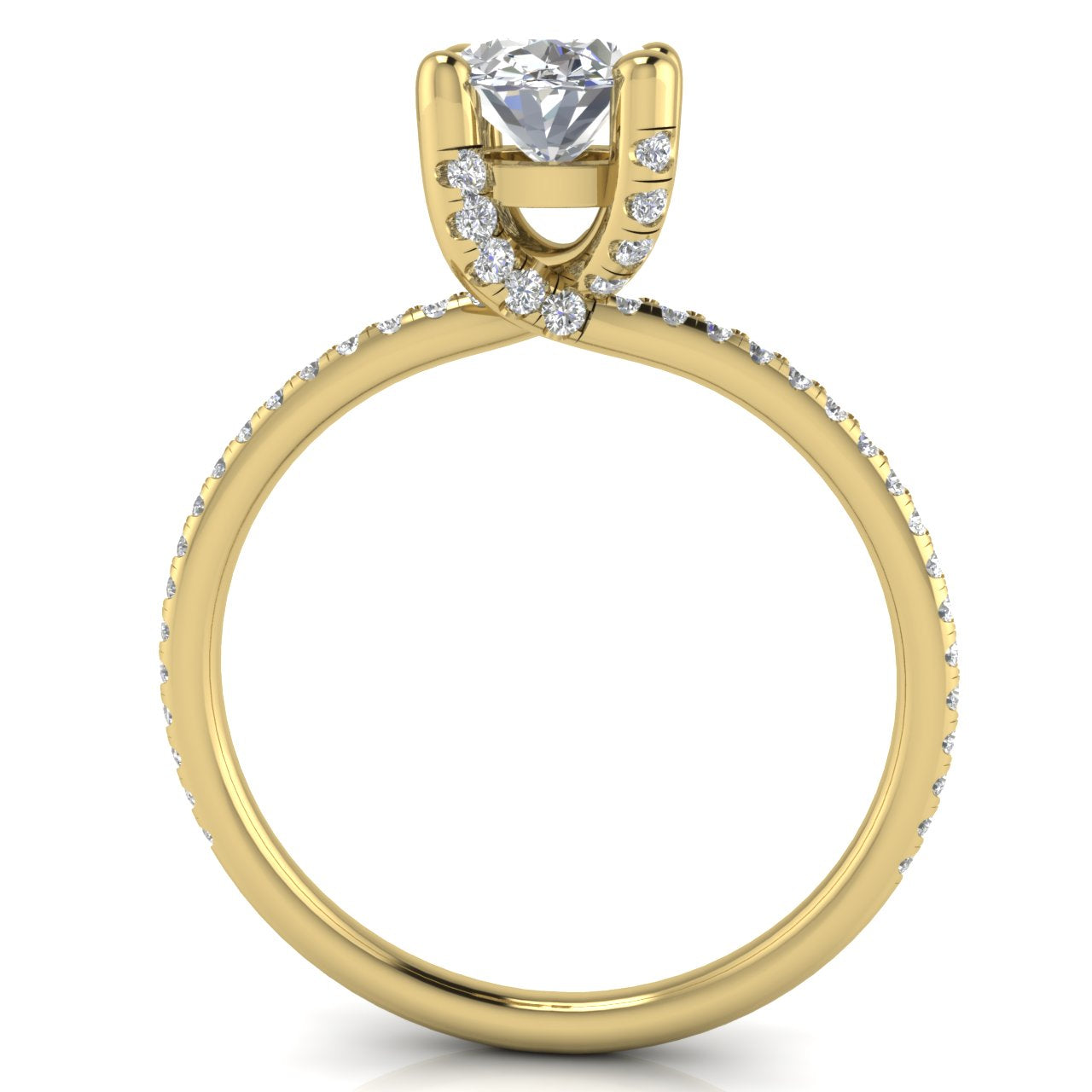 Prong Pave Oval Cut Lab Diamond Engagement Ring