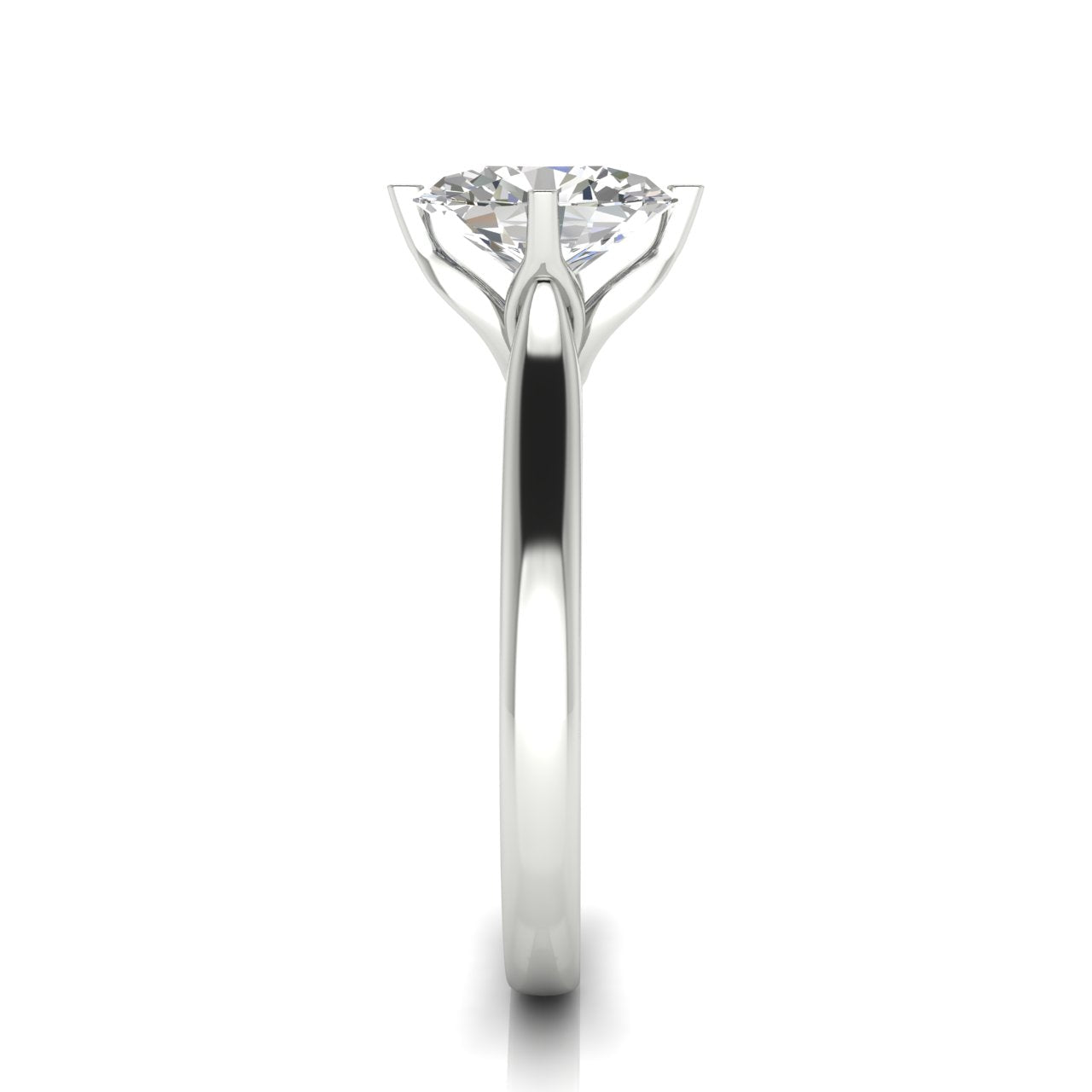 Lotus Prong Oval Lab Diamond Engagement Ring