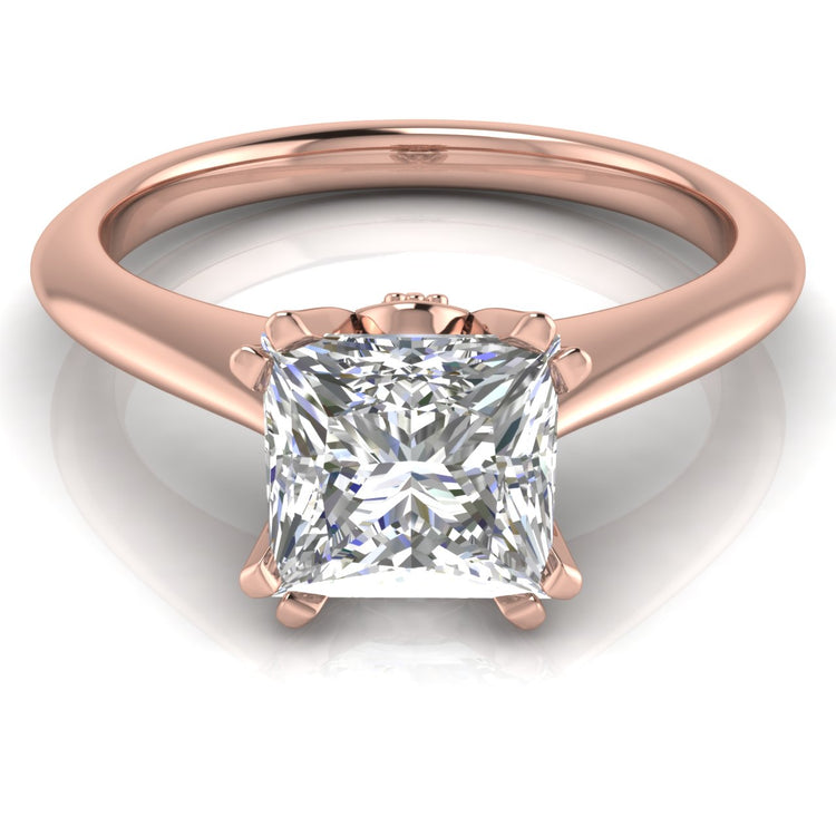 Double Prong Tulip Princess Cut Lab Diamond Engagement Ring