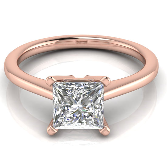 Basket Set Floating Princess Cut Moissanite Engagement Ring