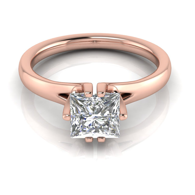 Suspended Princess Cut Lab Diamond Engagement Ring