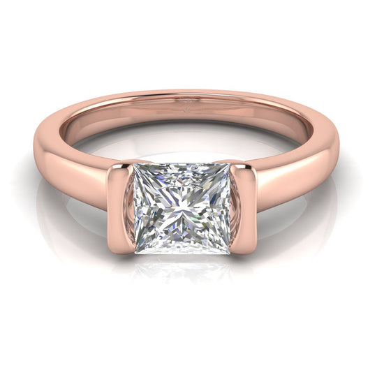 Half Bezel Princess Cut Lab Diamond Engagement Ring