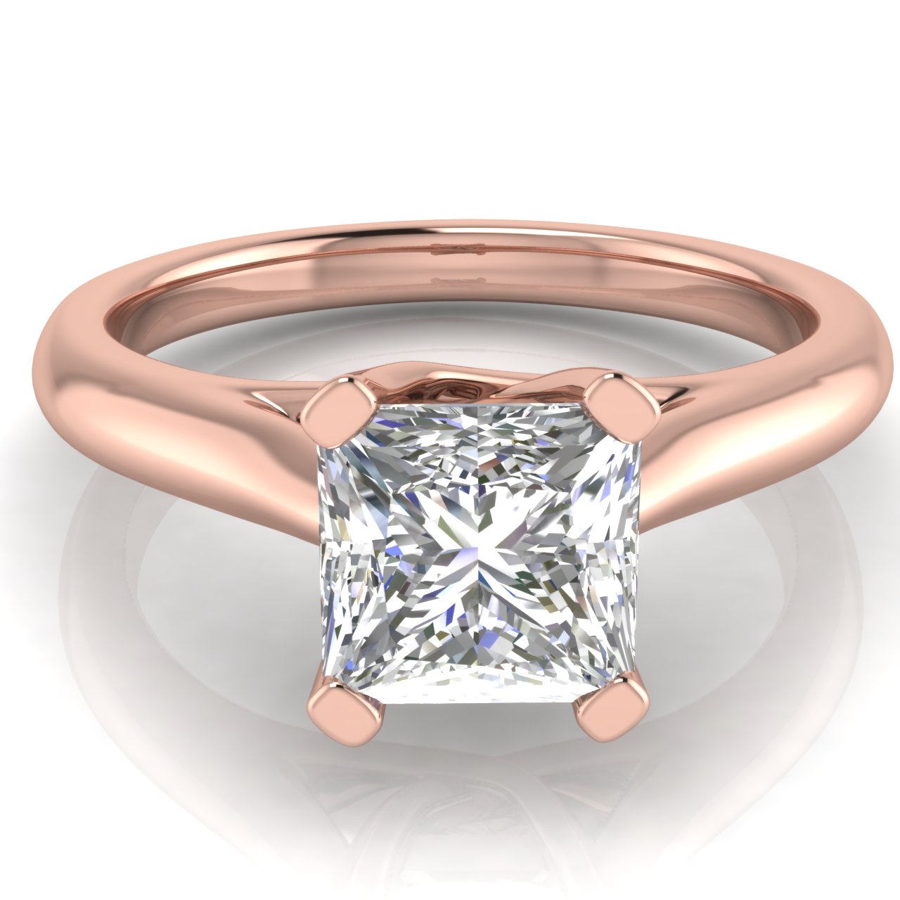 Bypass Basket Princess Cut Lab Diamond Engagement Ring