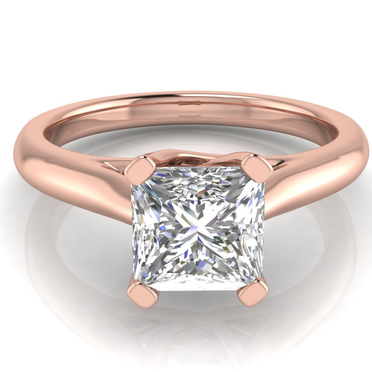 Bypass Basket Princess Cut Lab Diamond Engagement Ring