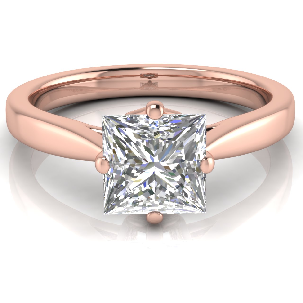 Hidden Accent Princess Cut Moissanite Engagement Ring