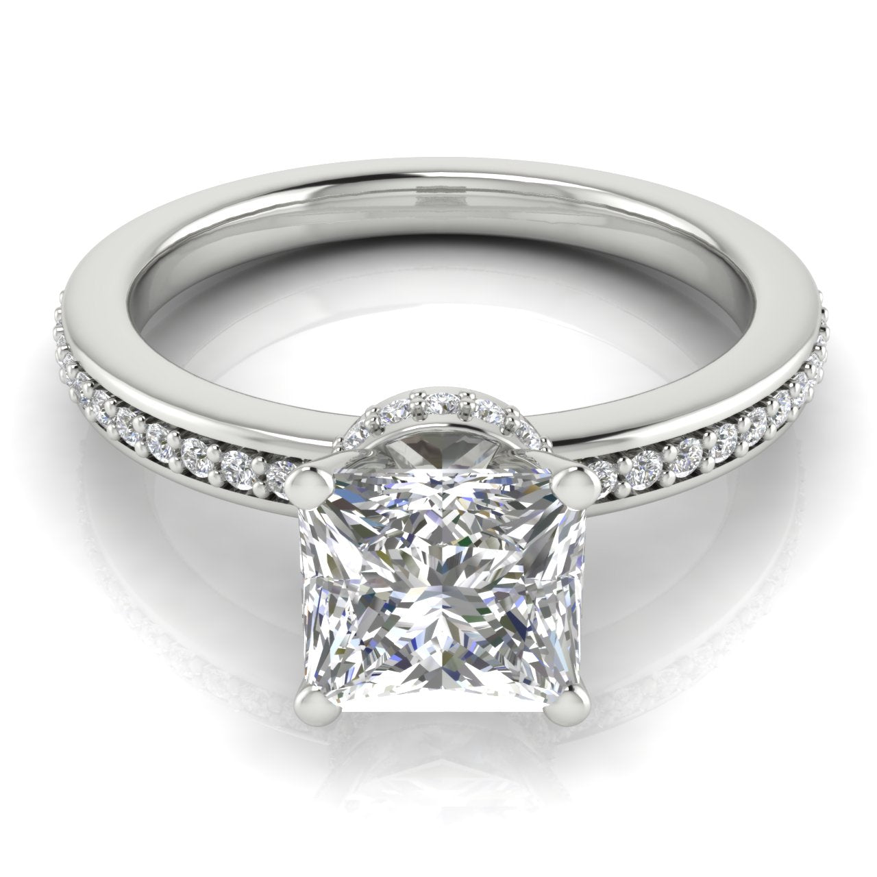 Hidden Halo Princess Cut Lab Diamond Engagement Ring