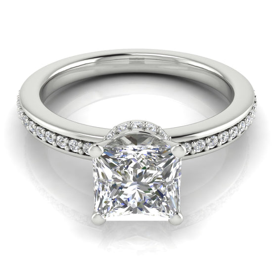 Hidden Halo Princess Cut Moissanite Engagement Ring