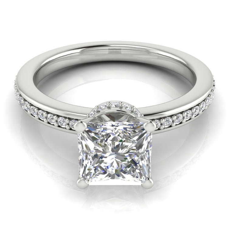 Hidden Halo Princess Cut  Engagement Ring | Moissanite | Lab Grown Diamond