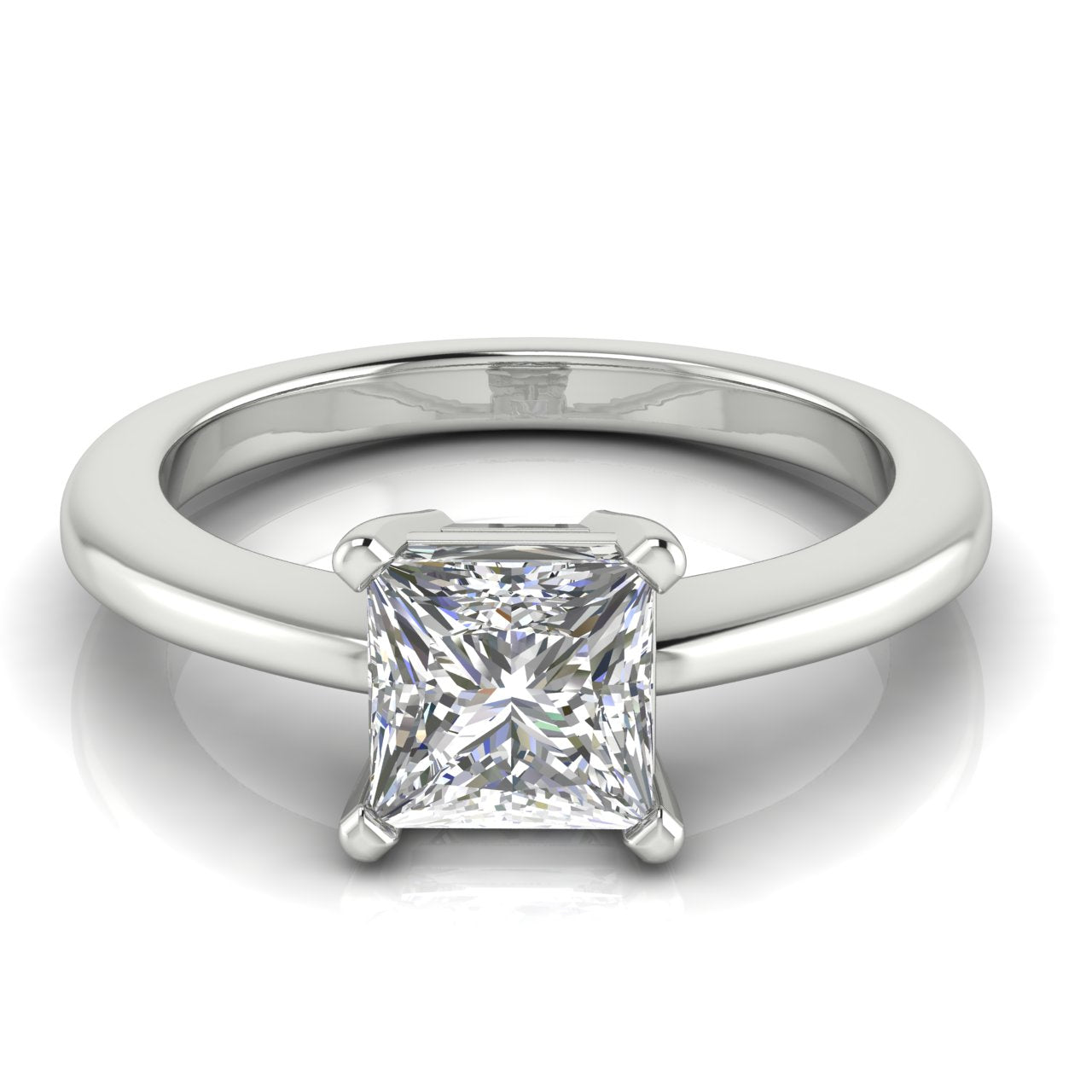 4 Prong Basket Princess Cut Lab Diamond Engagement Ring