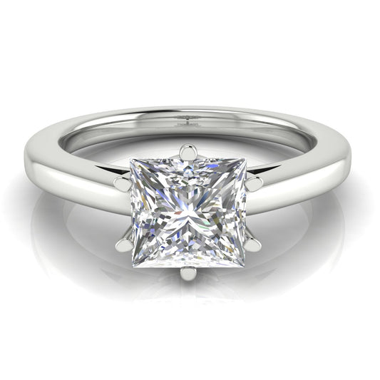 6 Prong Cathedral Princess Cut Lab Diamond Engagement Ring
