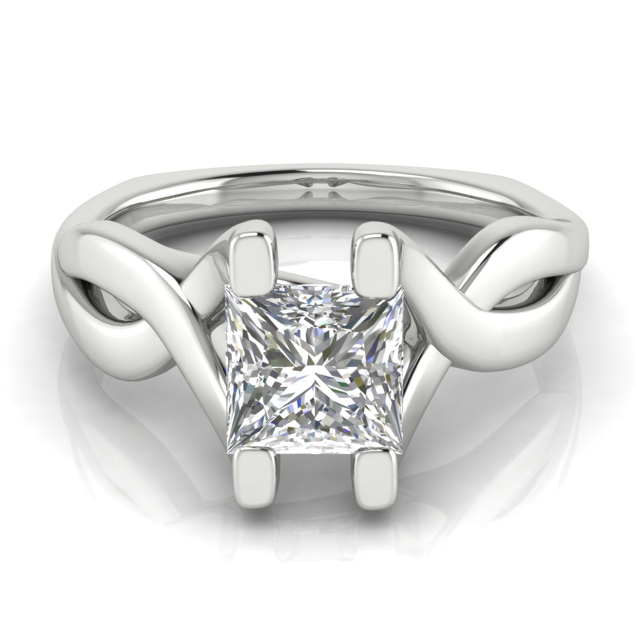 Twisted Shank Princess Cut Moissanite Engagement Ring